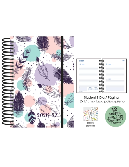 Agenda escolar plumas Senfort
