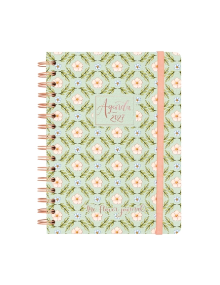 Agenda anual Finocam Flower E10 dia pagina verde