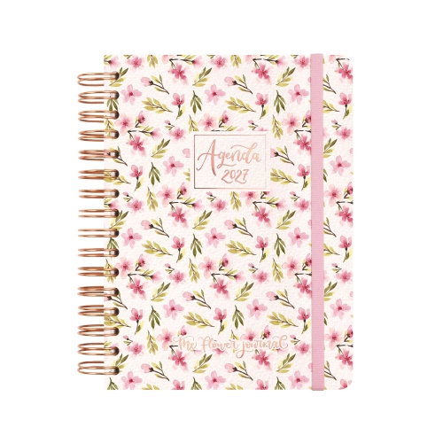 Agenda anual Finocam Flower E10 semana vista rosa