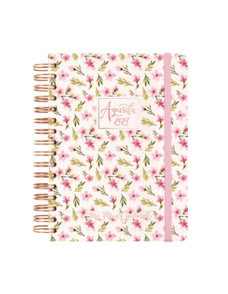 Agenda anual Finocam Flower E10 semana vista rosa